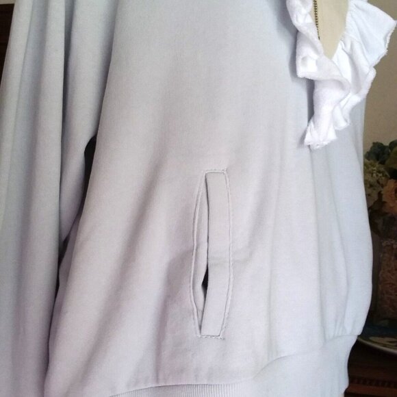 Wildfox Prima Pullover Ruffle Boho Colorblock Half Zip Sweatshirt, SIZE M - Picture 8 of 9